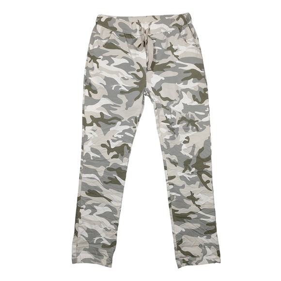 Free For Humanity Pants - Free for‎ Humanity Jogger Pants Women M Grey Camo Drawstring Viscose Blend Italy